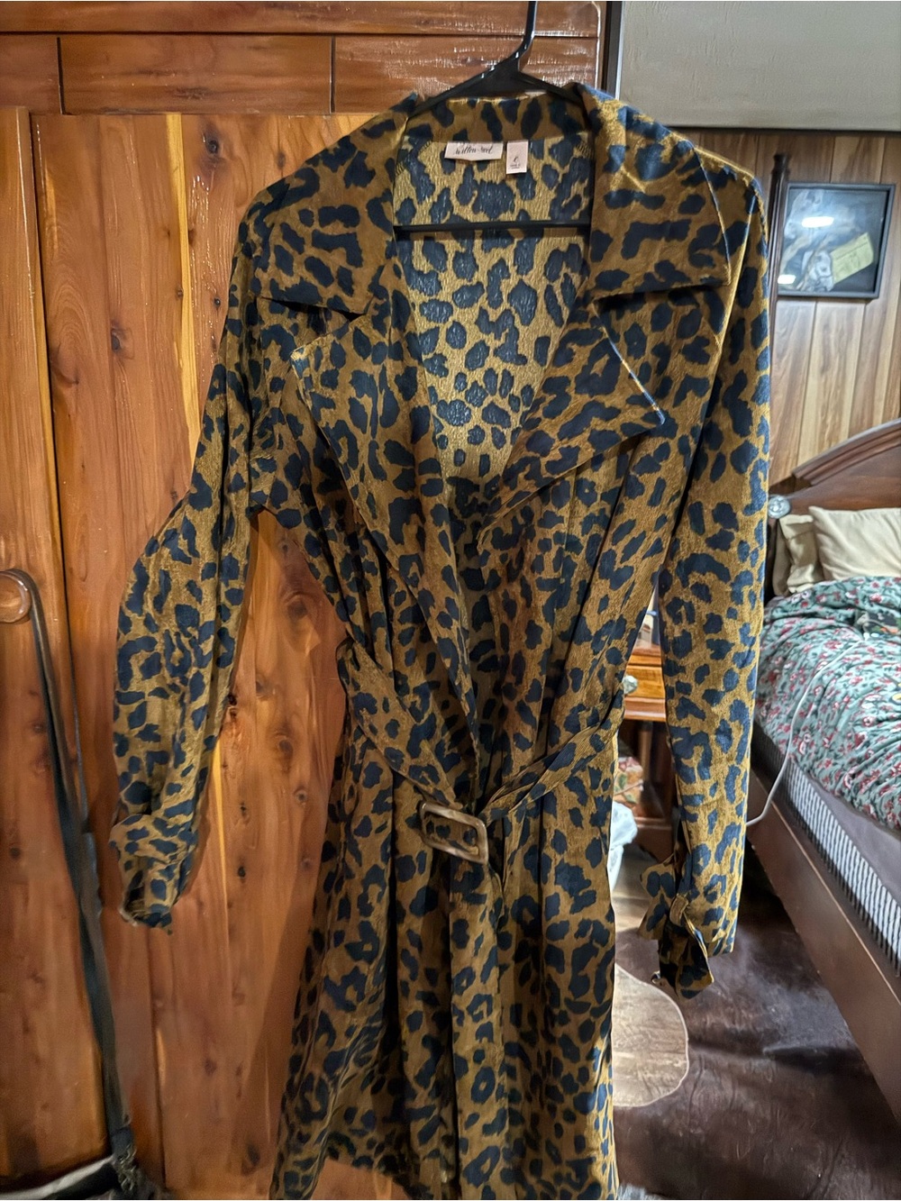 Willow&root, Leopard Print Belted Trench Dress/coat